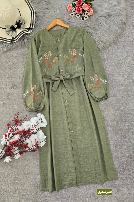 پیراهن گلدوزی نگار🌿 با رنگبندی و کیفیت عالی ✅والی19460