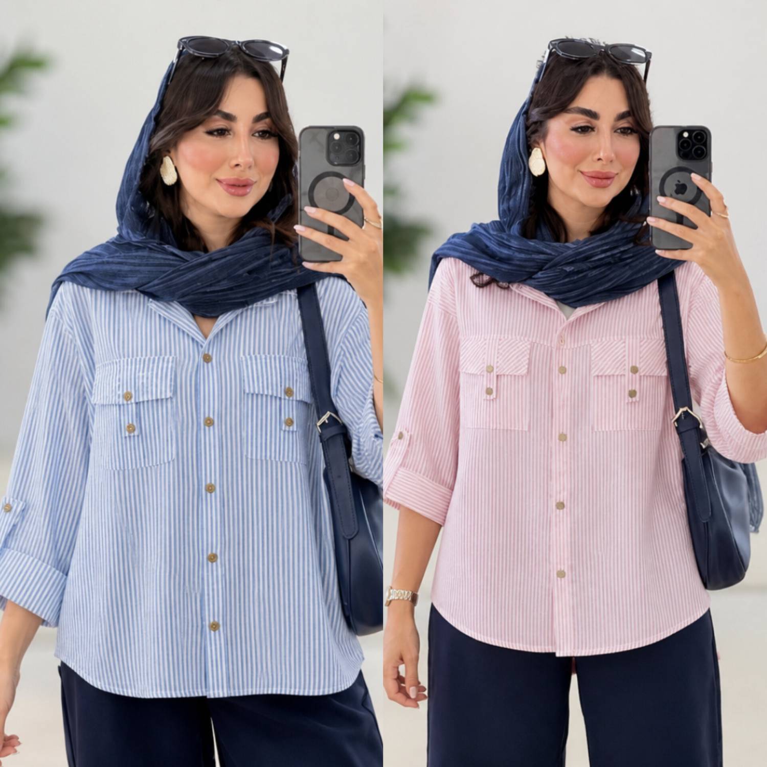 شومیز راه راه شادی 🫀😍کد 22159 کلار