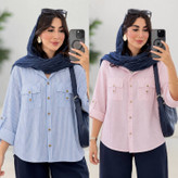 شومیز راه راه شادی 🫀😍کد 22159 کلار