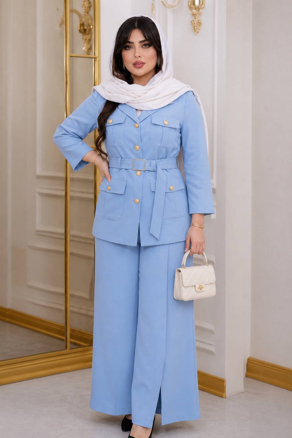ست مانتو شلوار شبنم جنس مازراتی 😍✅کد 22038 ناز