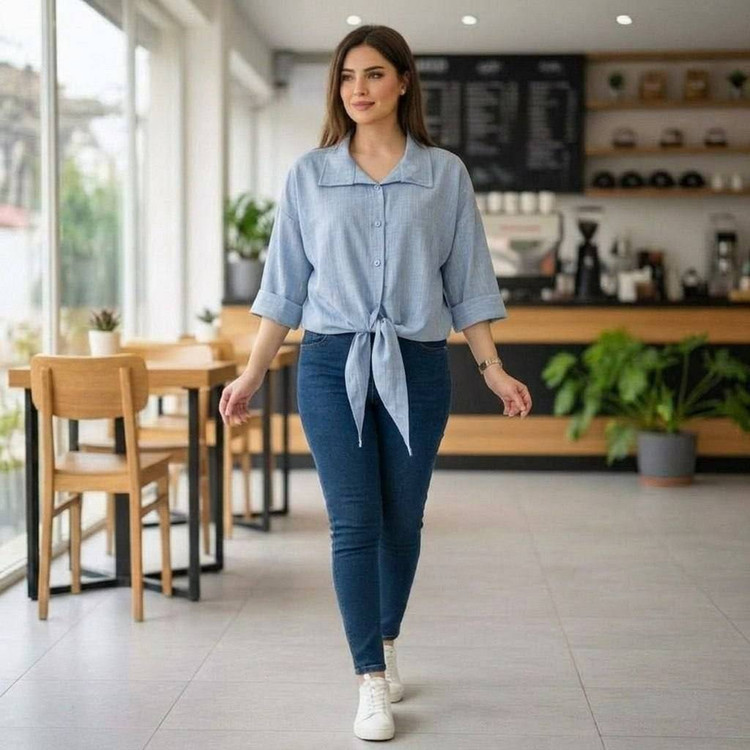 شومیز گره ای در رنگ بندی زیبا ❤️💞شهرزاد