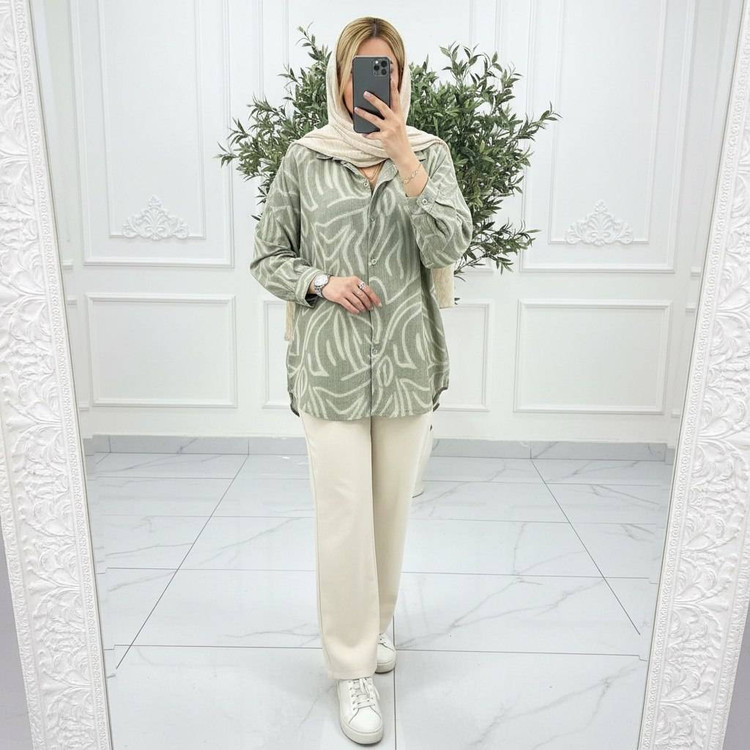 شومیز مانتویی طرح دار مانیسا 😍❤️کد 468 شانی