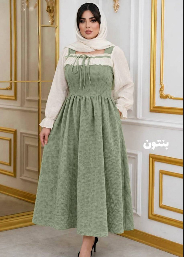 پیراهن بلند بابونه جنس شانتون😍👌🏻✨کد 12392 ناز