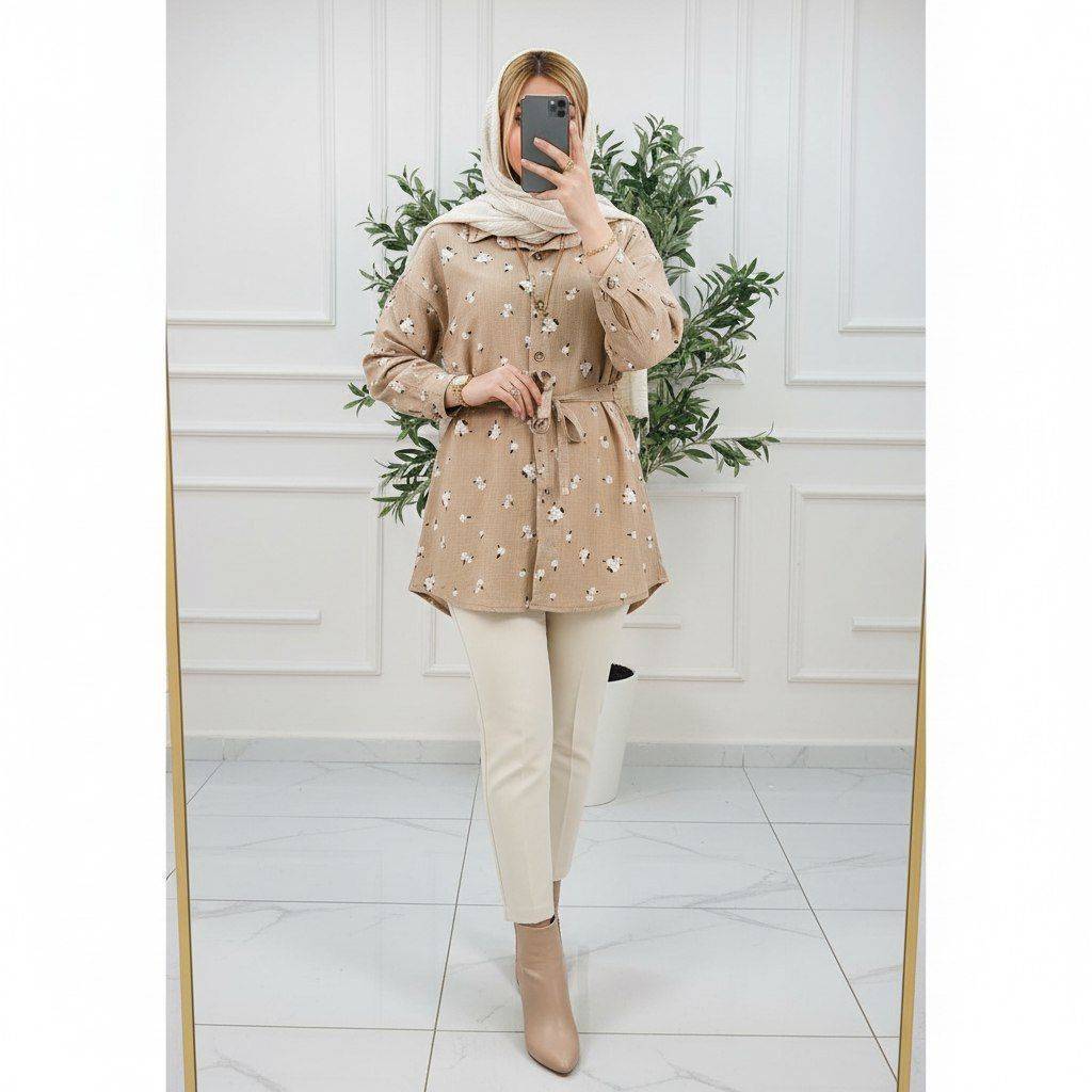 شومیز مانتویی گل گچی🎀💐کد 508 شانی