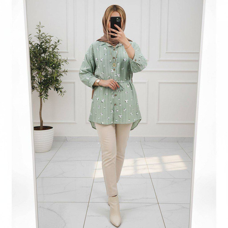 شومیز مانتویی گل گچی🎀💐کد 508 شانی
