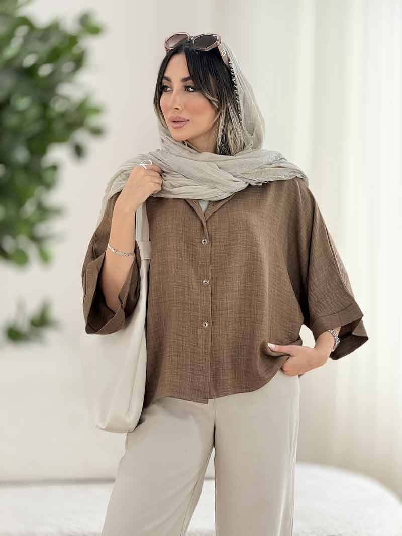 شومیز باکسی شفق شانتون حصیری درجه یک دررنگ بندی 🥰🥰کد۲۱۷۶۵ ستشو