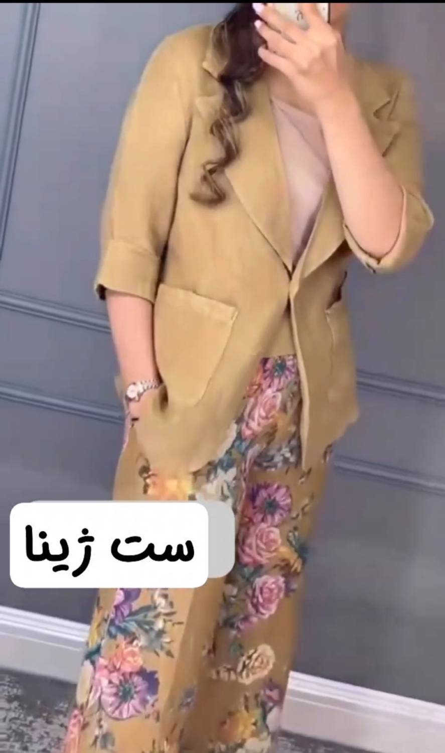 کت و شلوار ژینا جنس لنین😍✅کد 22193 طاها