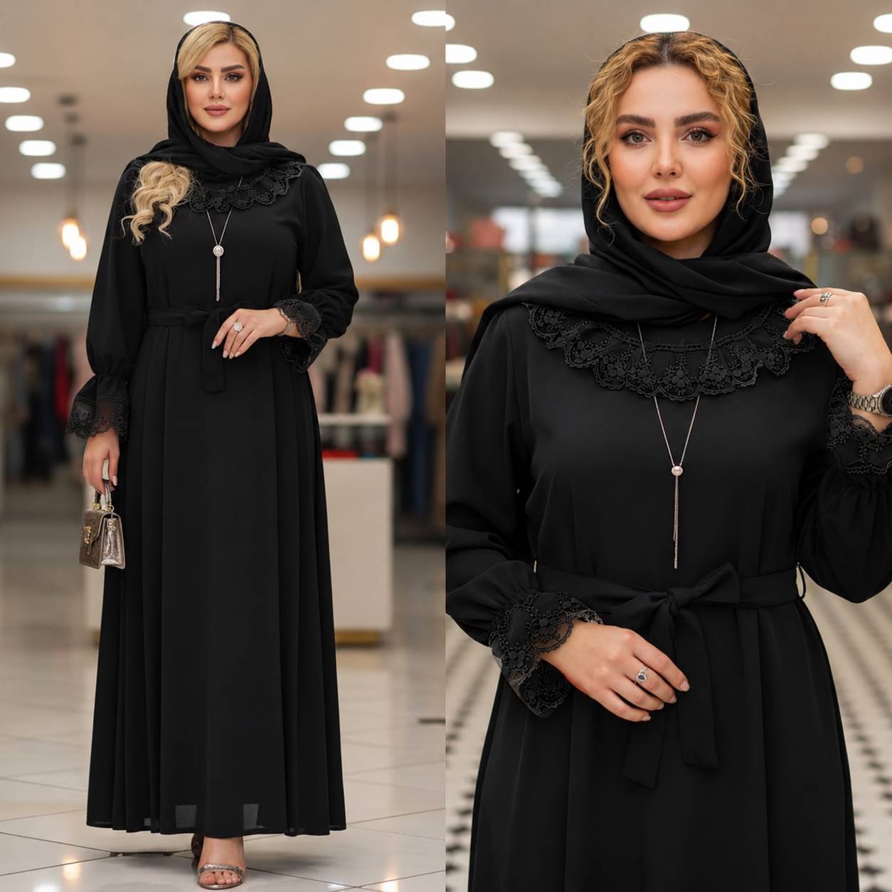 پیراهن عبایی گیپور دار 🫀🥰کد 733 آدراپانا