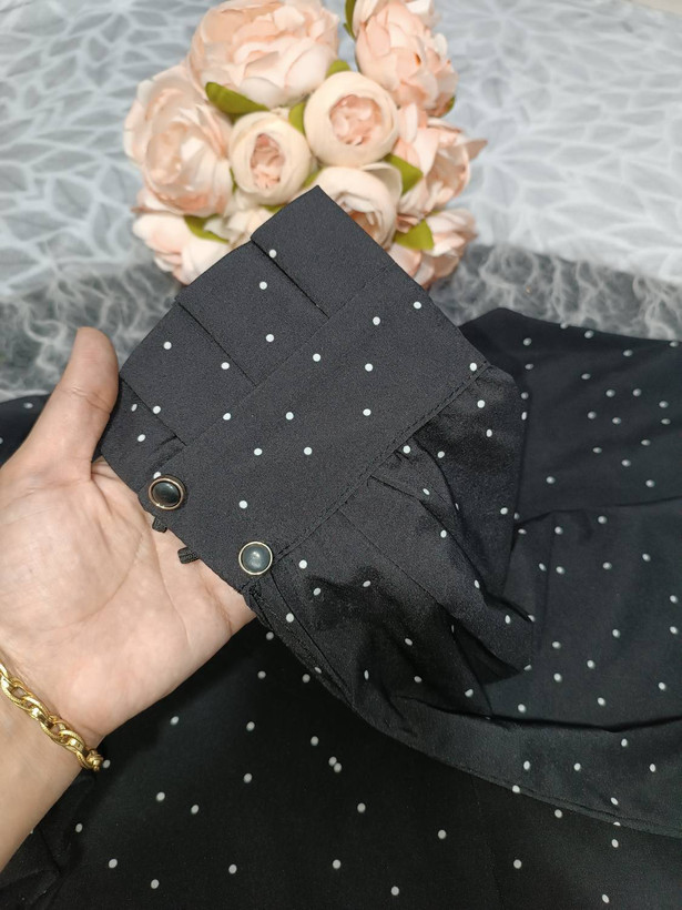 پیراهن سوپر کلوش خال خال پیراهن مجلسی تنخور شیک تکرنگ مشکی 💖💖کد ۹۷۵۷ دلتا