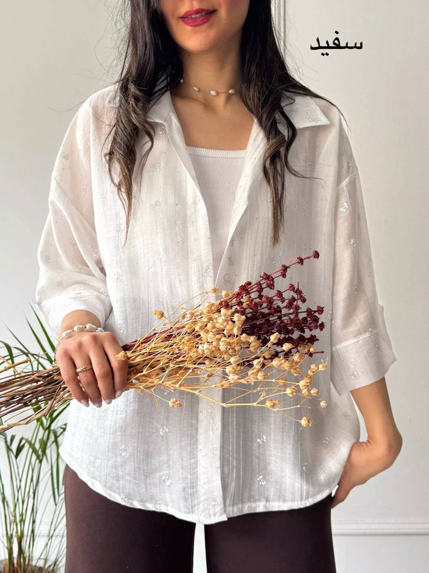 شومیز شیشه ای چنل در رنگبندی 🤩🤩کد۲۲۳۷۵ ستشو