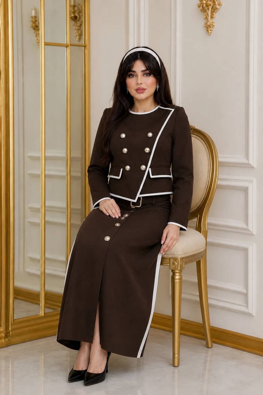 ست کت و دامن لیلا جنس مازراتی😍♥👌🏻کد 21469 ناز