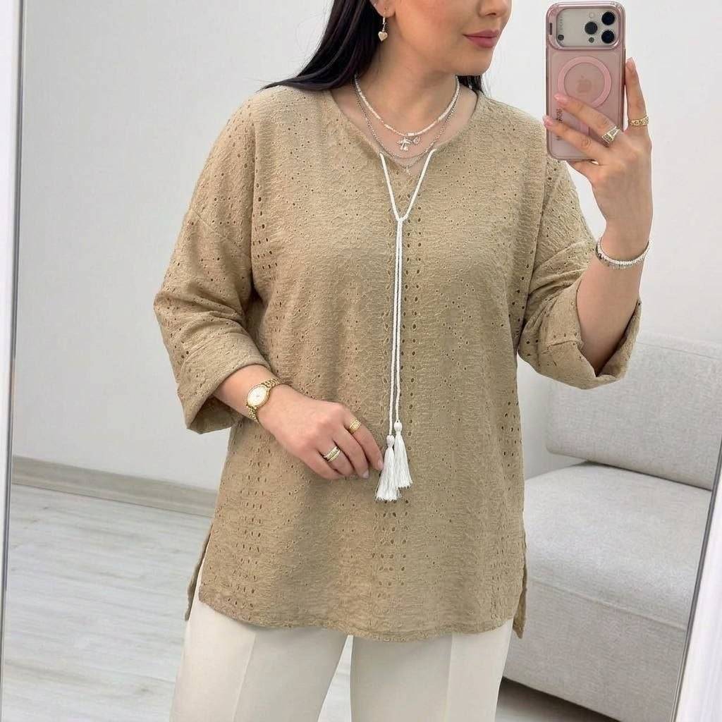 شومیز یقه گرد منگوله دار 🎀🥰شهرزاد