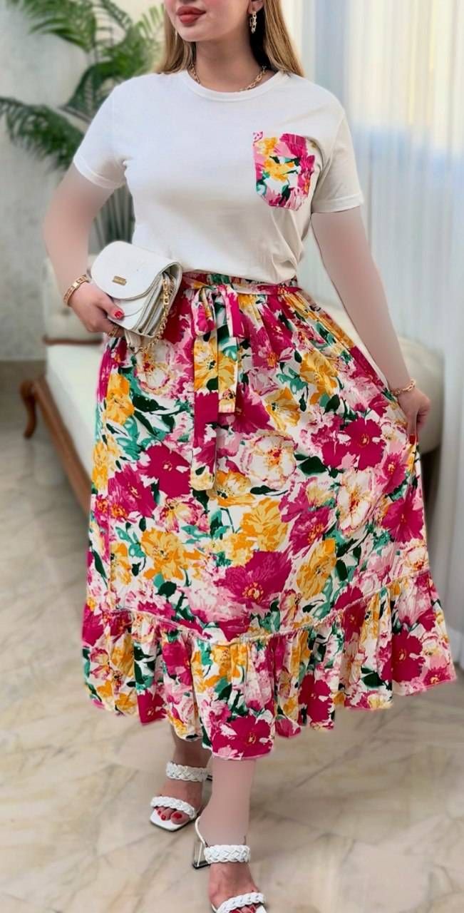 تیشرت و دامن درجه یک تمام نخ 🌈💞۲۲۴۳۱ نفیس