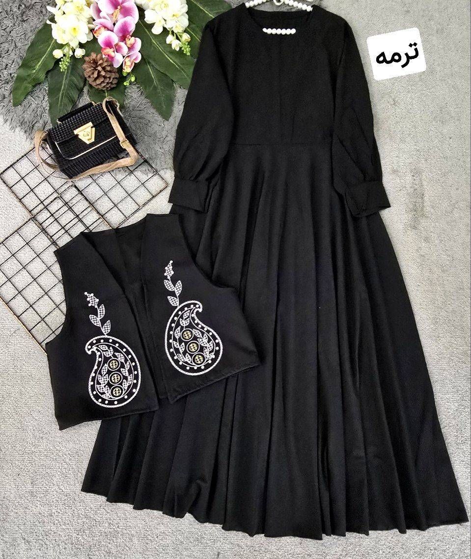 پیراهن پر چین و جلیغه با تن پوش شیک🌈🎀💞۱۵۷۵۲ نفیس