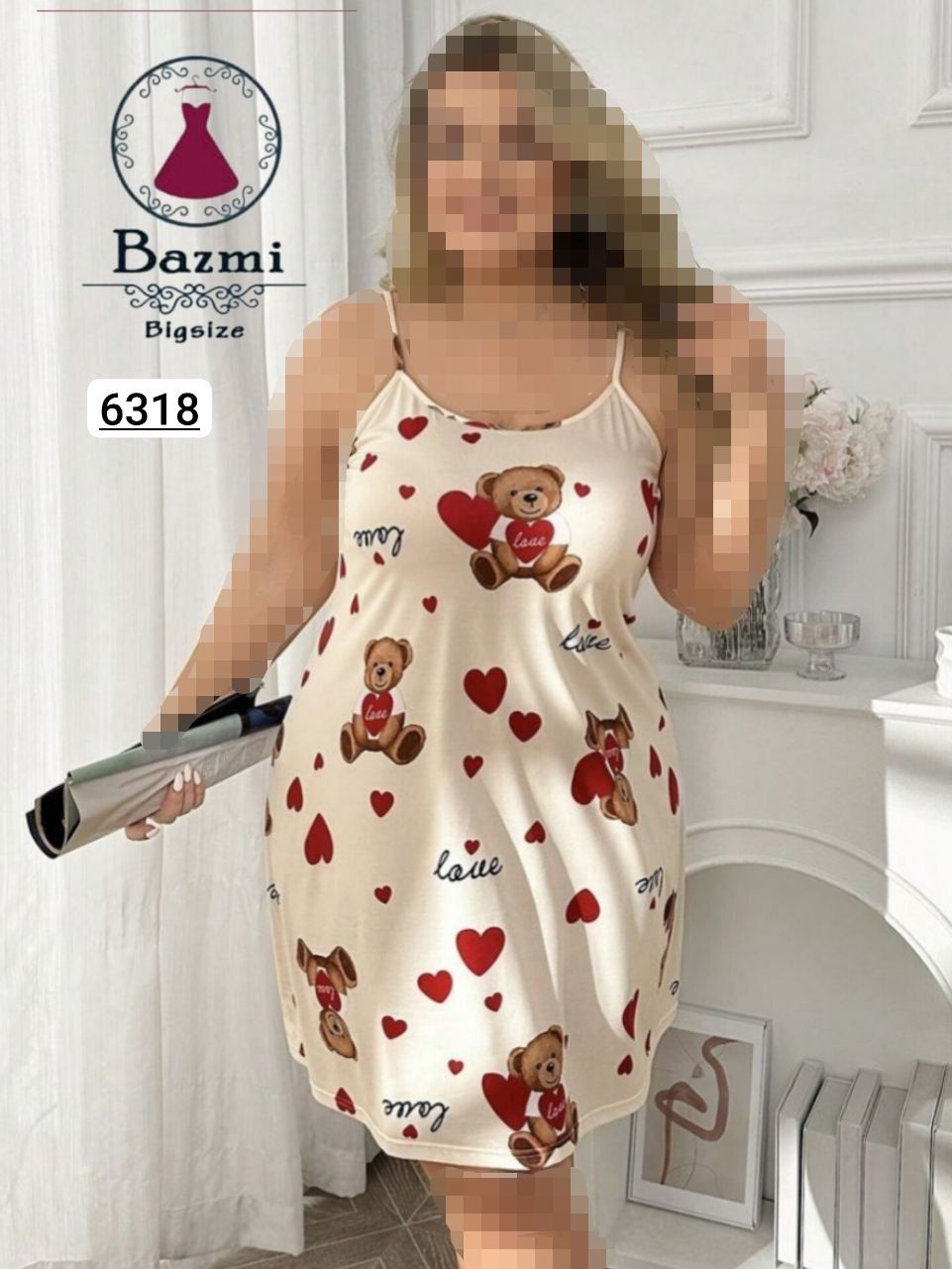 پیراهن عروسکی راحتی سایز بزرگ🎀🌈۶۳۱۸بزم