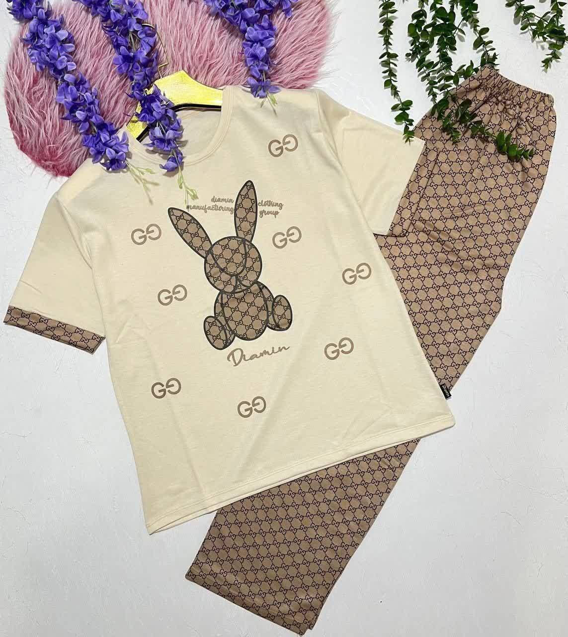 تیشرت شلوار خرگوش 🐰❤️کد 15401 ماه