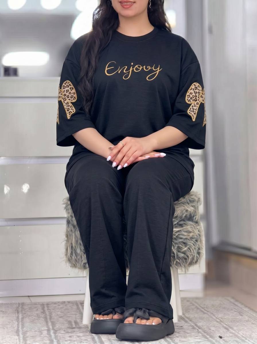 ست تیشرت و شلوار فرنیا 🌿با کیفیت عالی ✅الیش12682