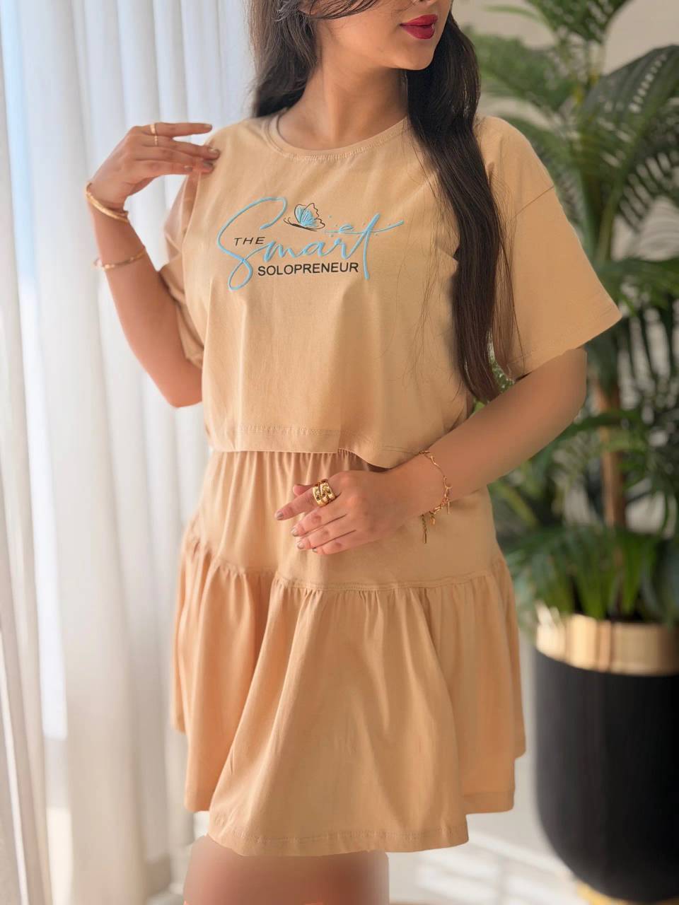 ست تیشرت و دامن ساشا🌿 با رنگ بندی و کیفیت عالی✅ الیش22730
