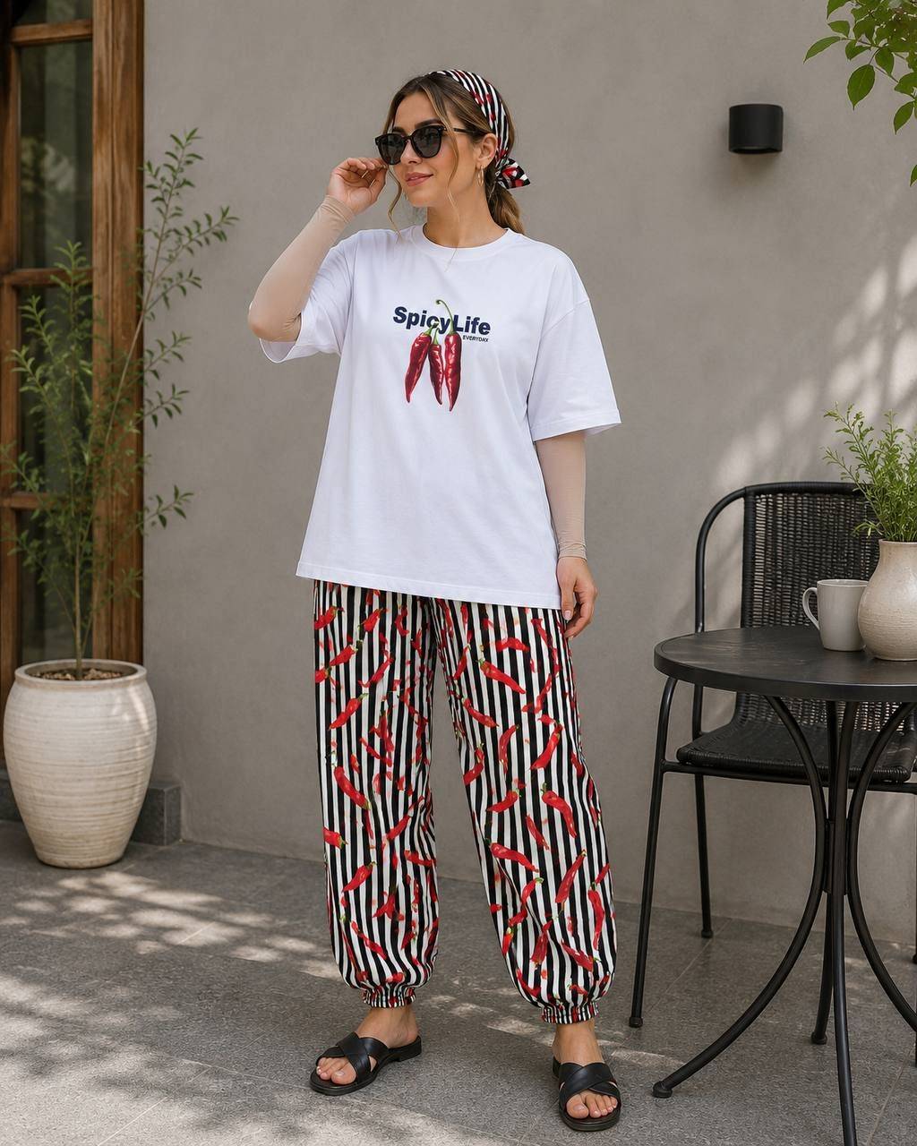 ست تیشرت و شلوار pepper🌶️ با کیفیت بسیار عالی ✅آلیش22760