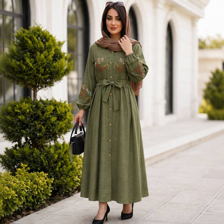 پیراهن گلدوزی نگار🌿 با رنگبندی و کیفیت عالی ✅والی19460