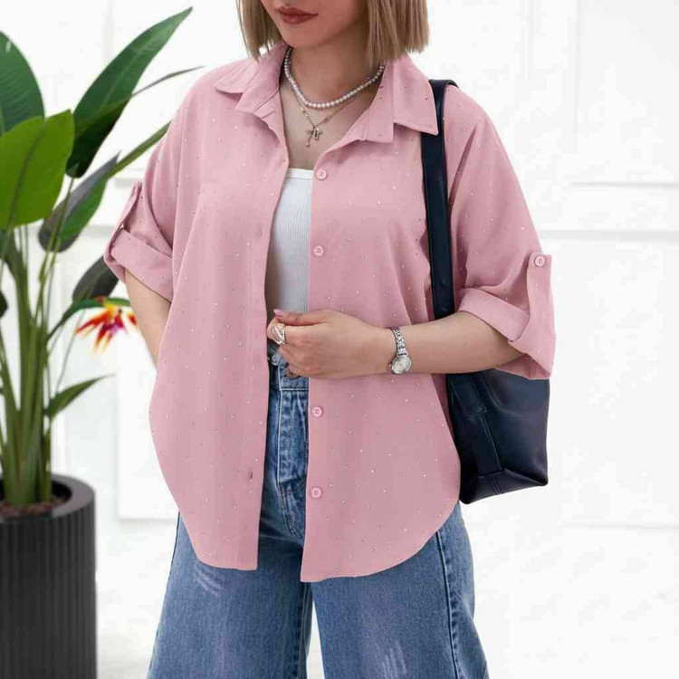 شومیز نگینی افروز 🌿 با رنگ بندی و کیفیت بسیار عالی ✅والی19596