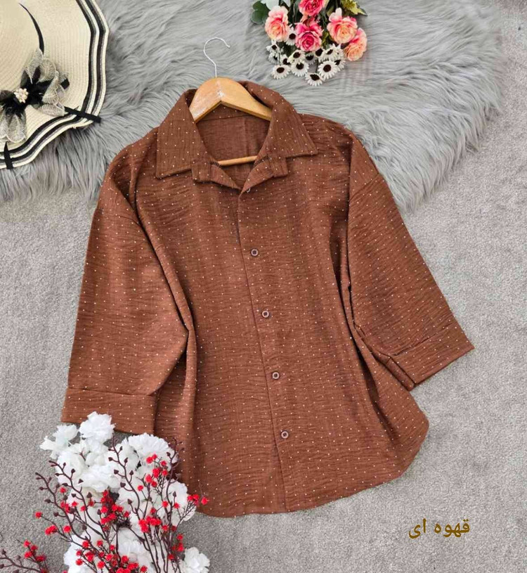 شومیز نگینی افروز 🌿 با رنگ بندی و کیفیت بسیار عالی ✅والی19596