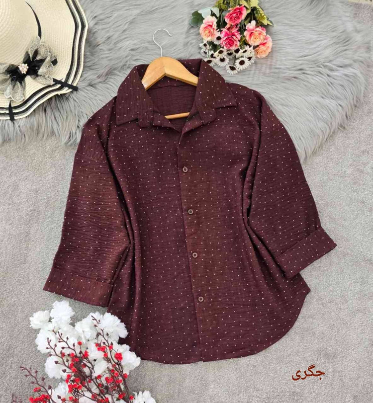 شومیز نگینی افروز 🌿 با رنگ بندی و کیفیت بسیار عالی ✅والی19596
