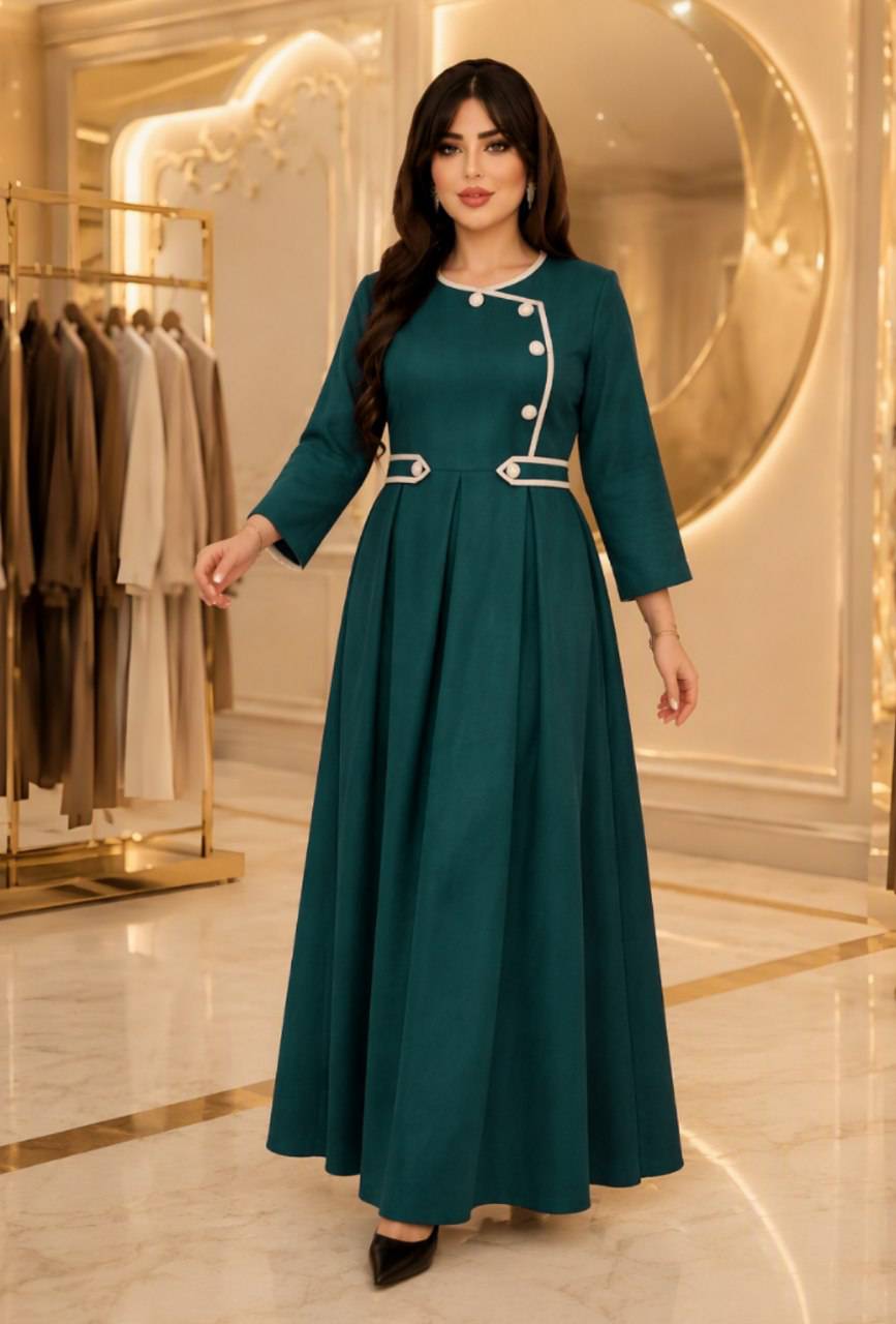 پیراهن بلند دامن کلوش آذین جنس مازراتی🥰♥کد 20951 ناز