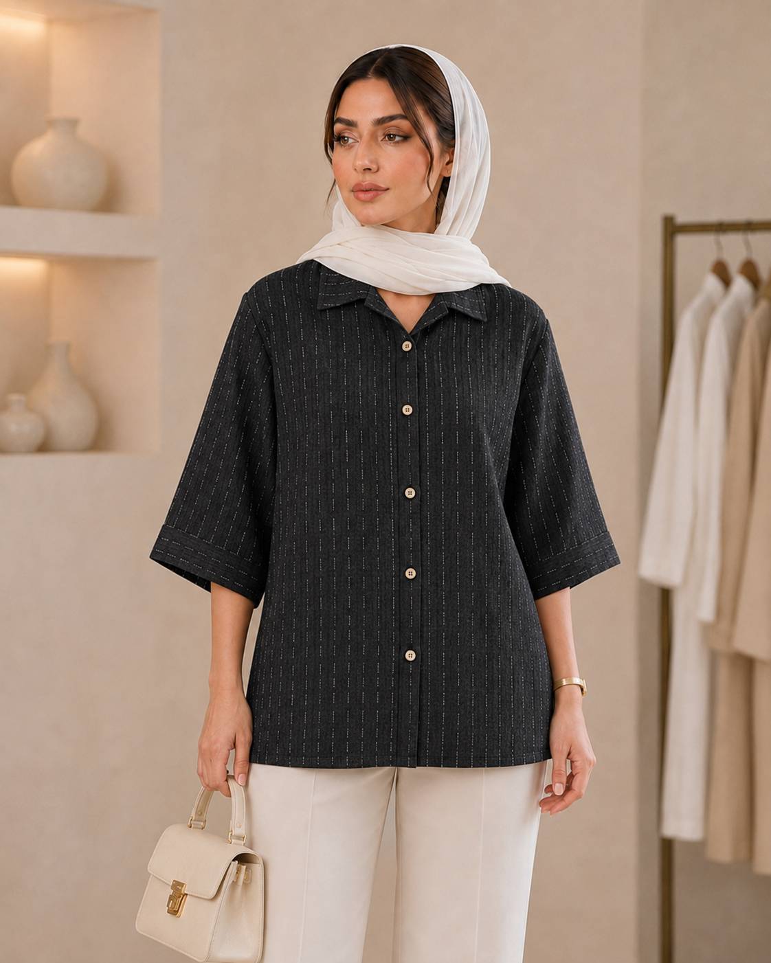 شومیز مانتویی اشکی جنس لنین نخ😍♥کد 22907 باران