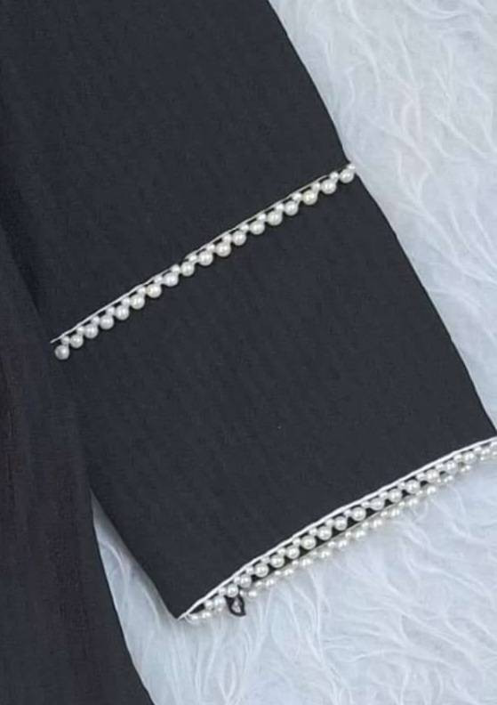 مانتو کت دور مروارید تکرنگ مشکی 🎀🎀کد۲۲۹۲۳ فاروین