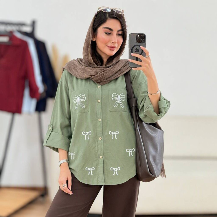 شومیز گلدوزی بارانا🌿با رنگ بندی و کیفیت عالی ✅والی22189