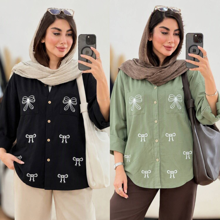شومیز گلدوزی بارانا🌿با رنگ بندی و کیفیت عالی ✅والی22189