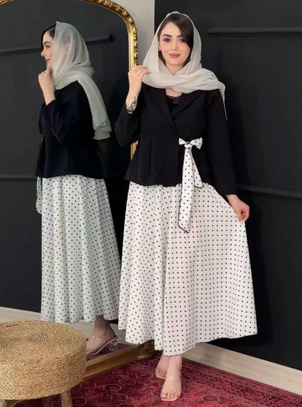 ست کت و دامن ژابیز 🌈 با کیفیت بسیار عالی ✅الیش21219