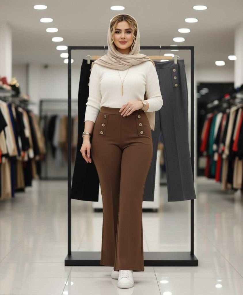شلوار دمپا گشاد کمر دکمهای 🌿 با رنگ بندی و سایزبندی و کیفیت عالی ✅والی2625