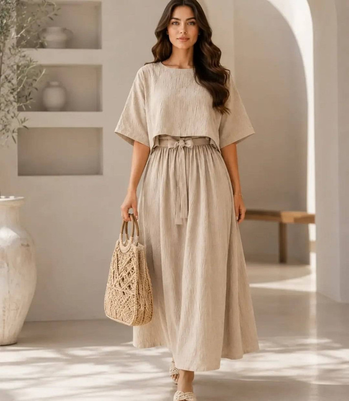 ست سارافون و رویه آویژه 🌼با رنگ بندی و کیفیت عالی ✅الیش23011
