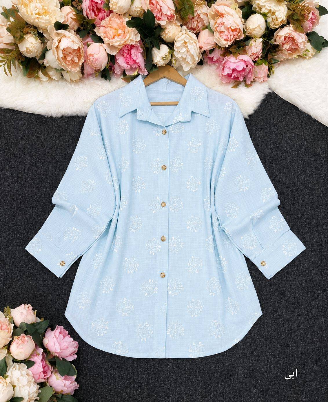 شومیز مانتویی سه گل جنس درجه یک🥰👌🏻کد 22706 آرات