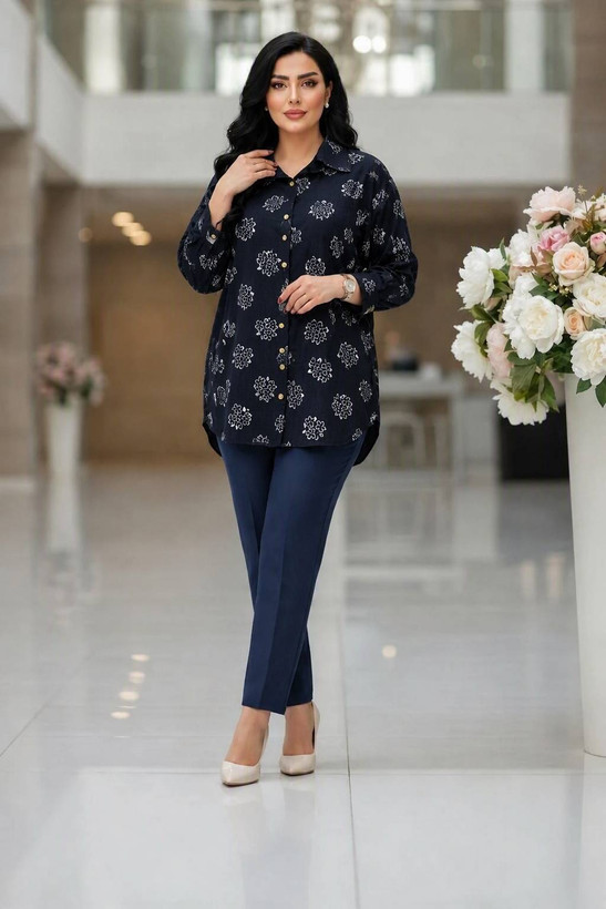 شومیز مانتویی سه گل جنس درجه یک🥰👌🏻کد 22706 آرات