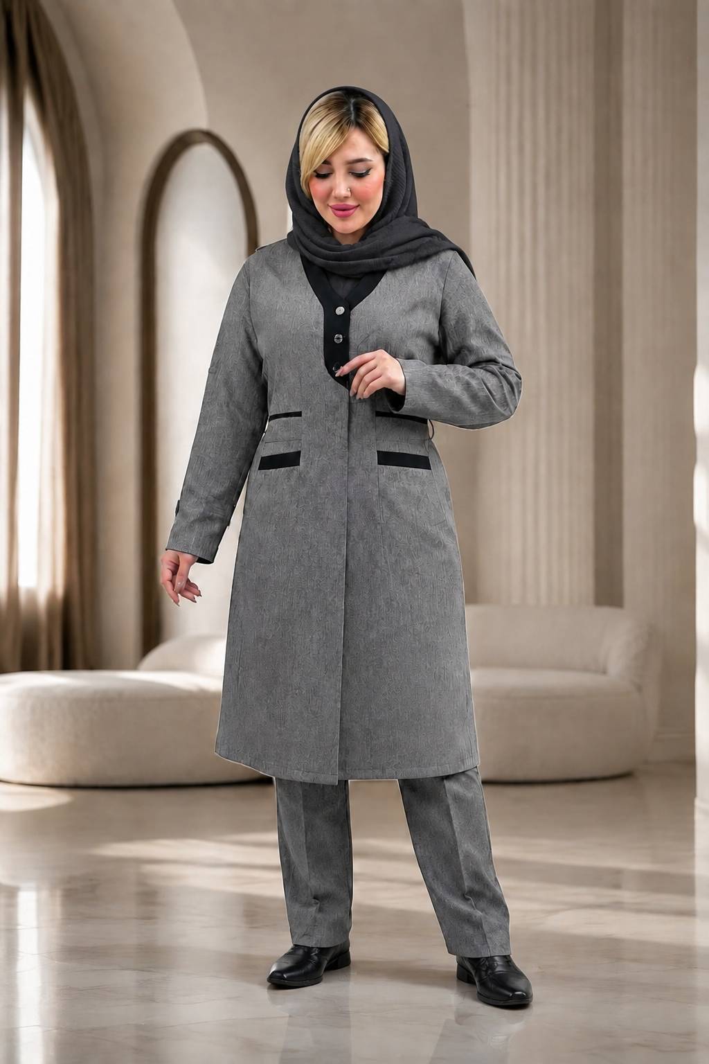 ست مانتو و شلوار اداری آسمان 🌿 با کیفیت عالی ✅ ارغوان100844