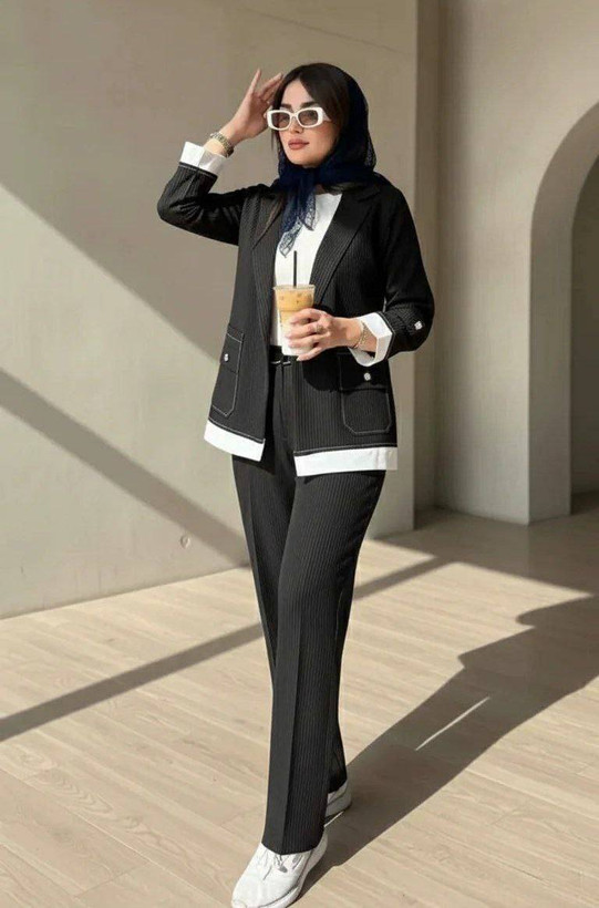 ست کت و شلوار دنیا🌿با رنگ بندی و کیفیت عالی ✅ارغوان100895