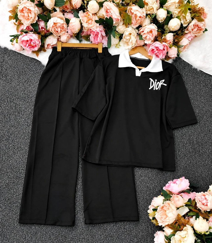 ست پولوشرت شلوار dior گلکسی نخ پنبه با کیفیت تکرنگ 🌈 🌈 کد ۲۳۰۰۲ مدلند