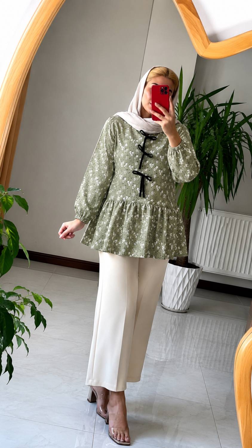 تونیک مانتویی فریده 🌿 با رنگ بندی و کیفیت عالی ✅ شایسته16655