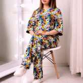 ست تیشرت و شلوار راحتی سه بعدی🌼 با رنگ بندی و کیفیت عالی✅ چیچک22849