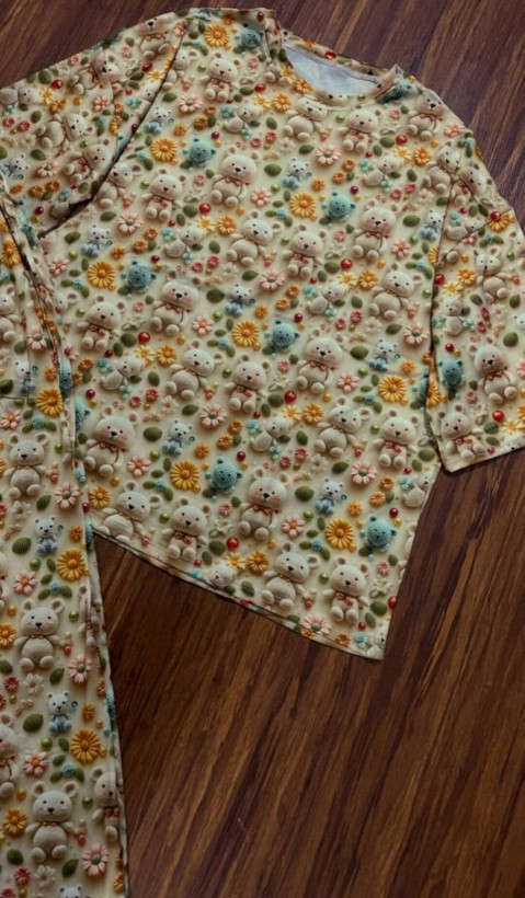ست تیشرت و شلوار راحتی سه بعدی🌼 با رنگ بندی و کیفیت عالی✅ چیچک22849