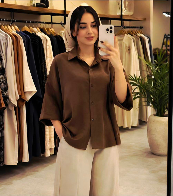 شومیز ریزشی ۵۳۳🌈 با رنگبندی و کیفیت عالی✅ بی بی1078