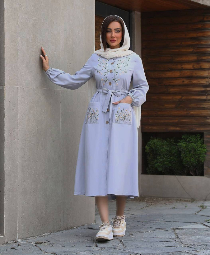 مانتو گلدوزی نهال 🌿 با رنگ بندی و کیفیت عالی ✅والی4654