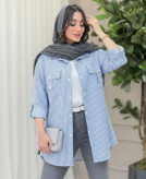 شومیز راه راه ناکایا جنس نخ تترون سوپر درجه یک 😍😍کد۲۲۳۳۲ نیکی