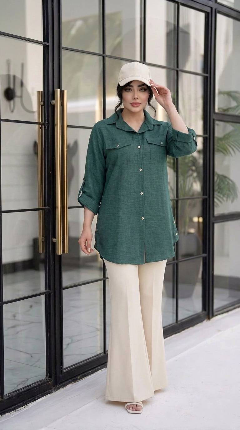شومیز بغل دکمه آستین پاکتی 🌿 با رنگبندی و کیفیت عالی ✅ارغوان100914