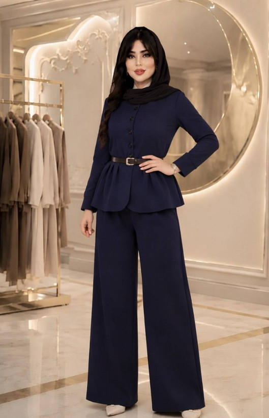 ست مانتو شلوار کمربندار سمیه😍♥کد 23059 ناز