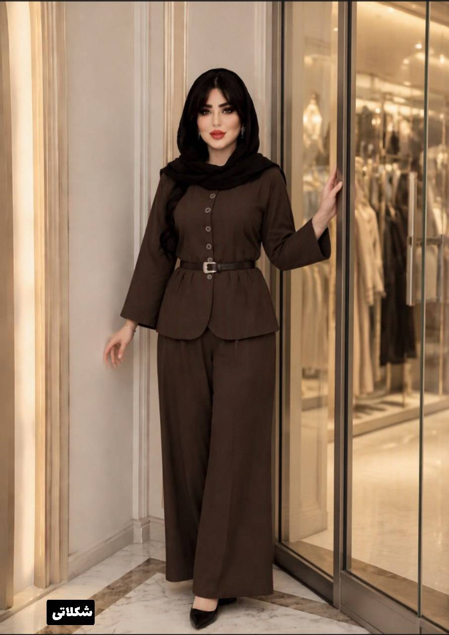 ست مانتو شلوار کمربندار سمیه😍♥کد 23059 ناز