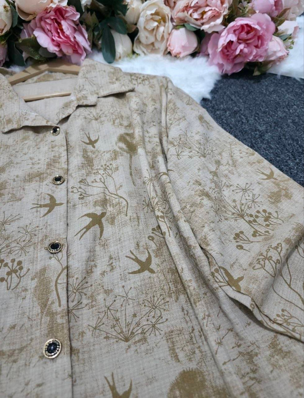 شومیز مانتویی پرستو جنس لنین نخ درجه یک😍👌🏻کد 23076 آرات